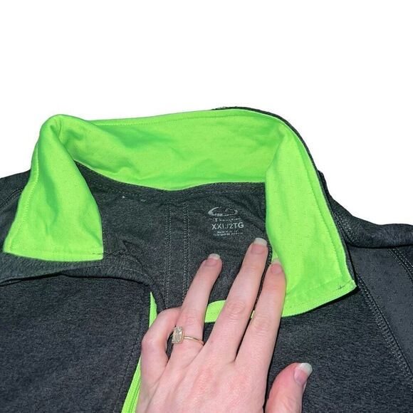 CHAMPION Grey & Green Long Sleeve Athletic Pullover Size XXL - Picture 3 of 6